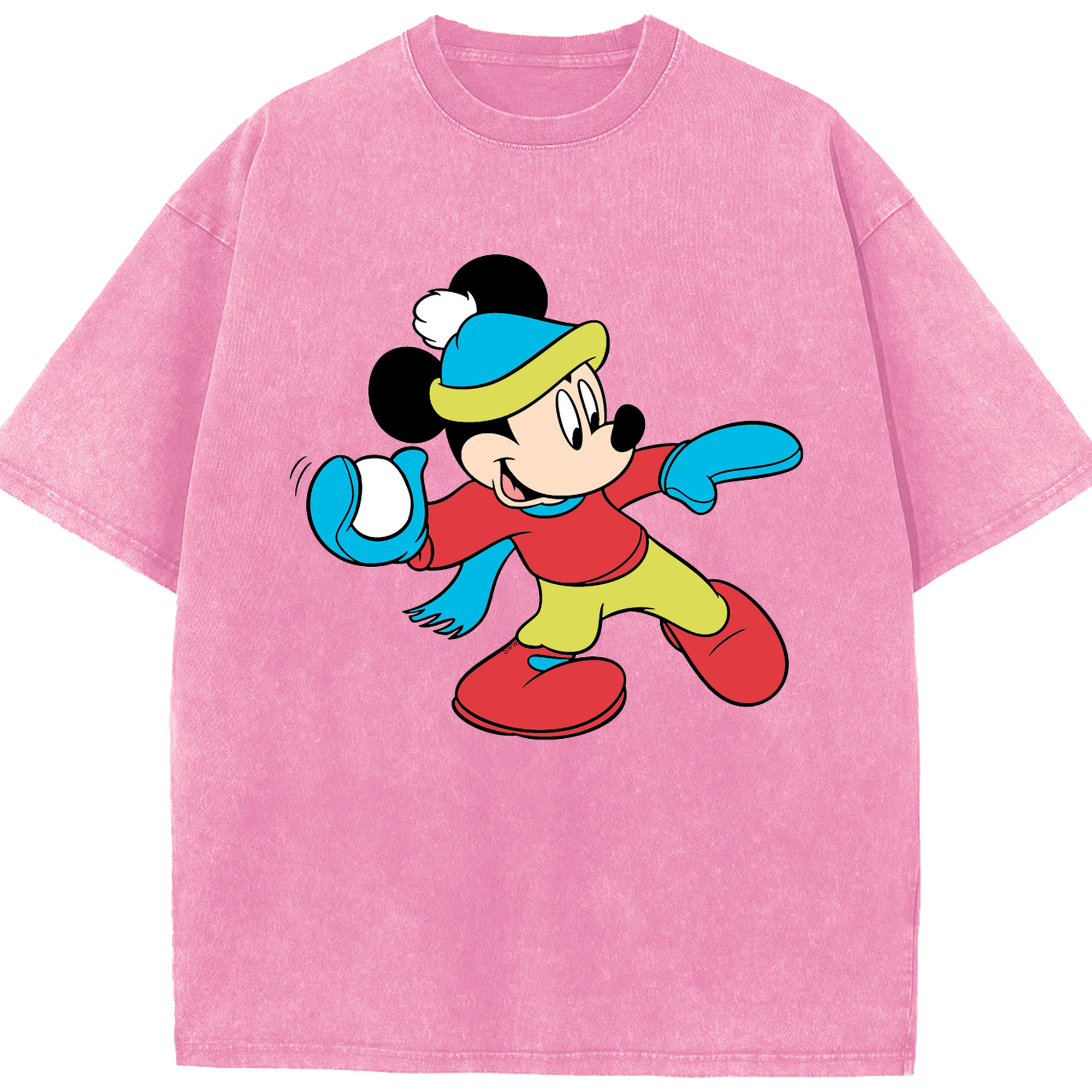 （画像用） ミッキーマウス Mickey Mouse 綿100% ヴィンテージ風 半袖Tシャツ（フロントプリント）